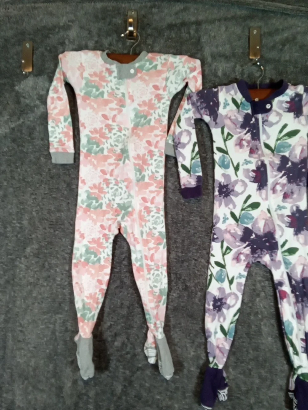 Burt's Bees Baby Floral Footed One-Piece Pajamas - Pink & Purple Girls 24M